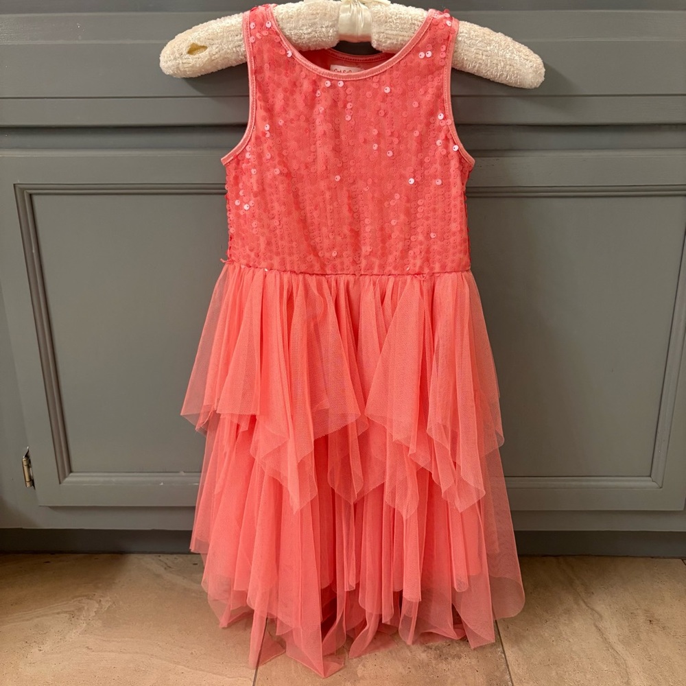 Cat & Jack Girls Tutu Dress Sequin Sleeveless Knee Length Round Neck Size S